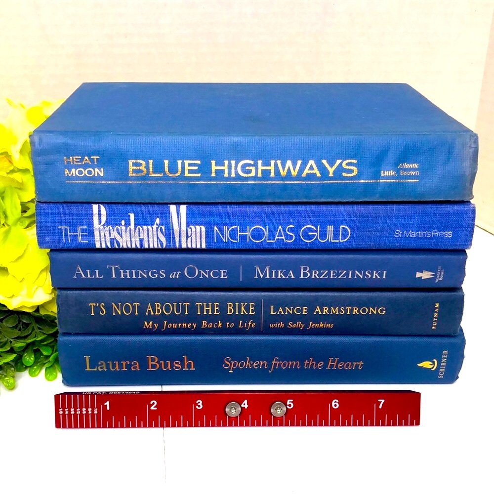 Shades of Blue Modern Decor Vintage Stack of Decorative Books Color Coded - Picture 3 of 4